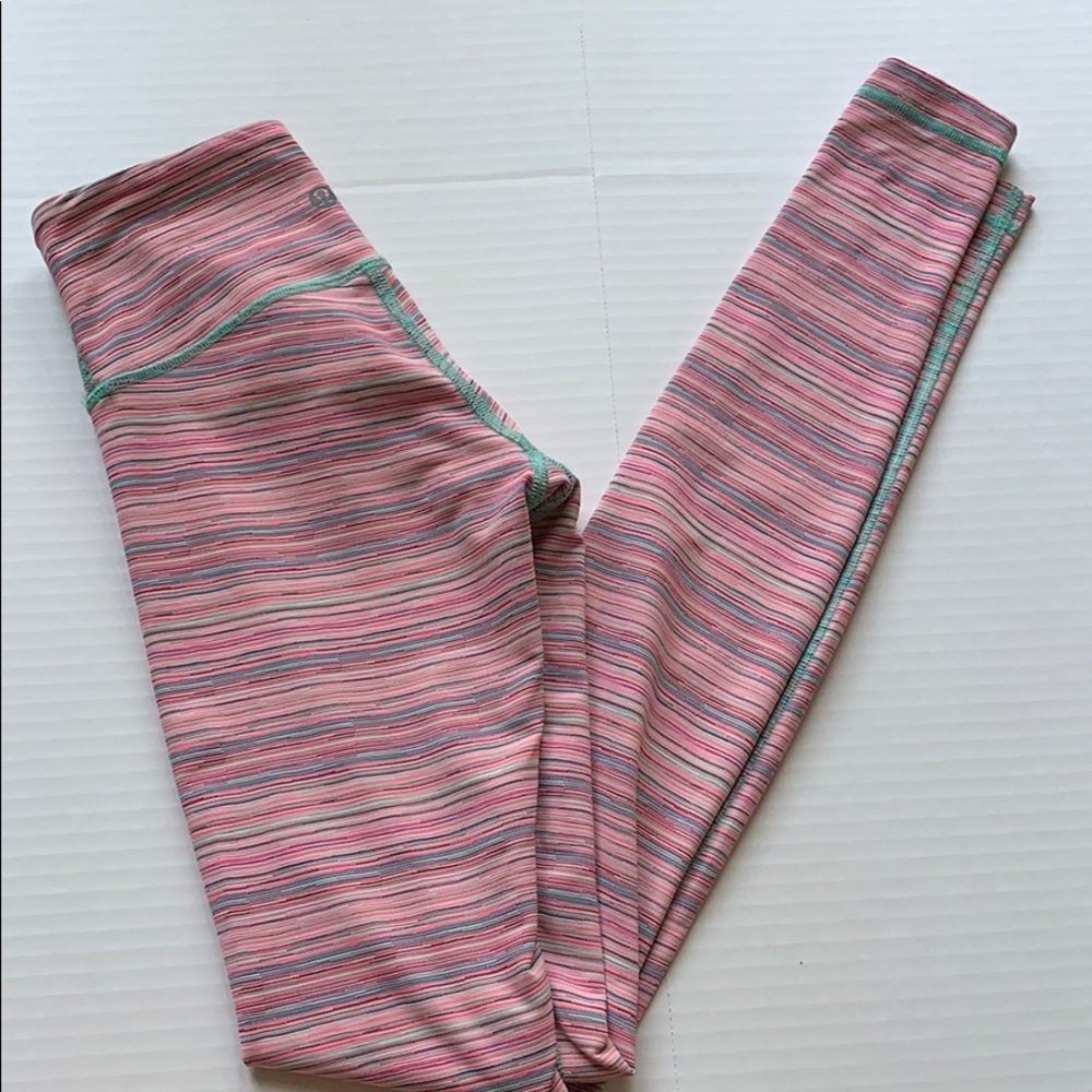 Pink stripe Lululemon leggings full length size 2